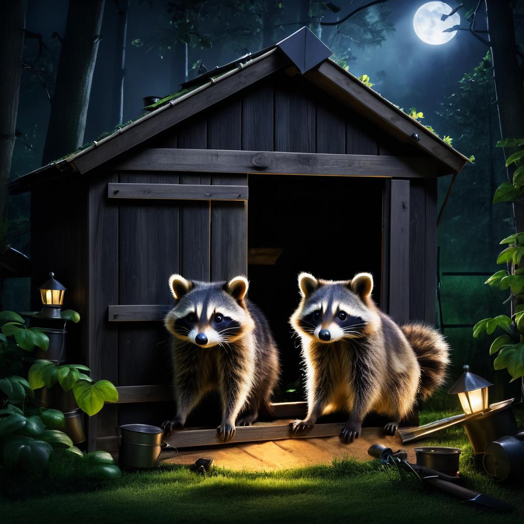 Mischievous Raccoons Raid Garden Shed