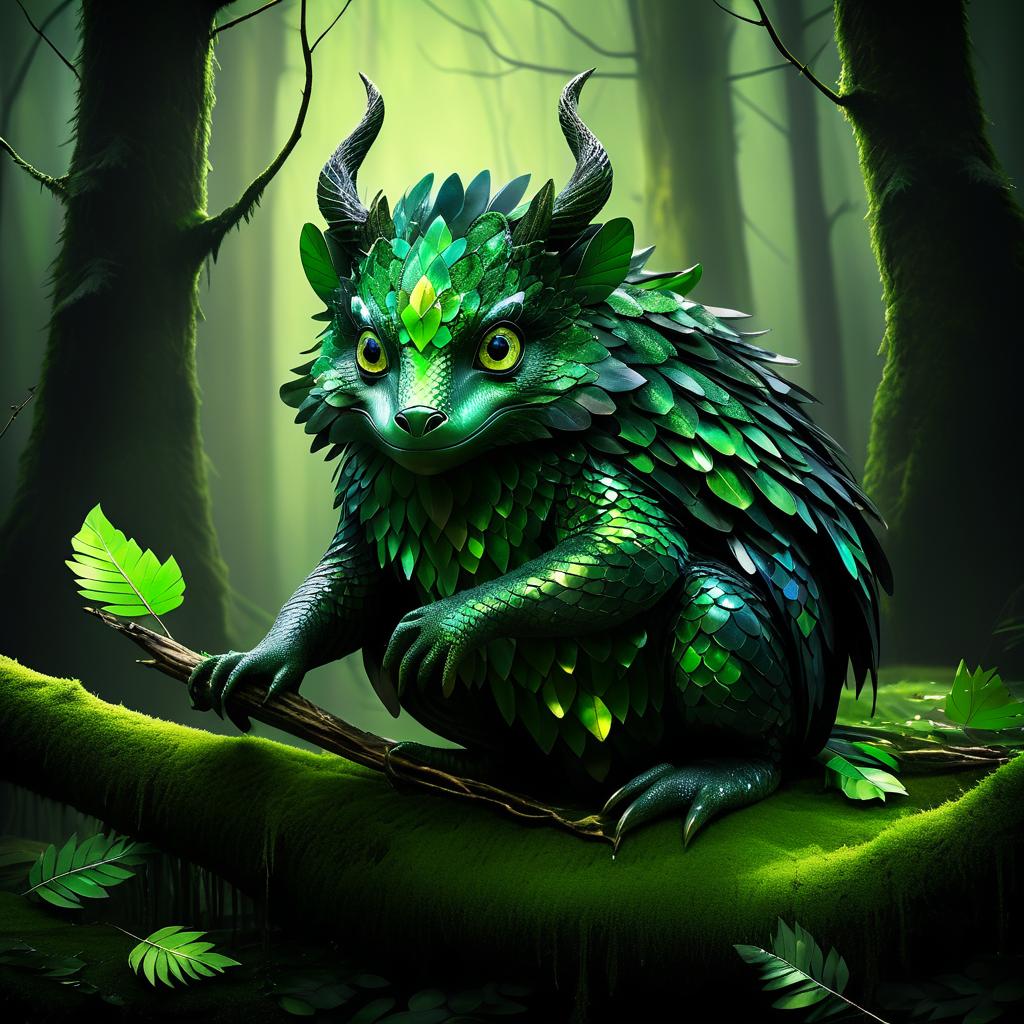 Mystical Forest Creature with Iridescent Scales