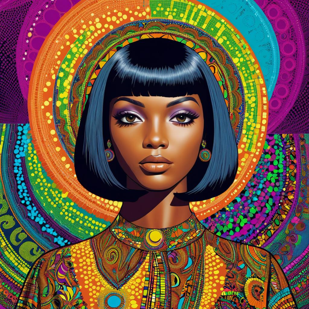 Psychedelic Portrait of Caribbean Beauty