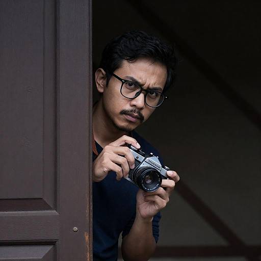 Mysterious Photographer Behind a Door