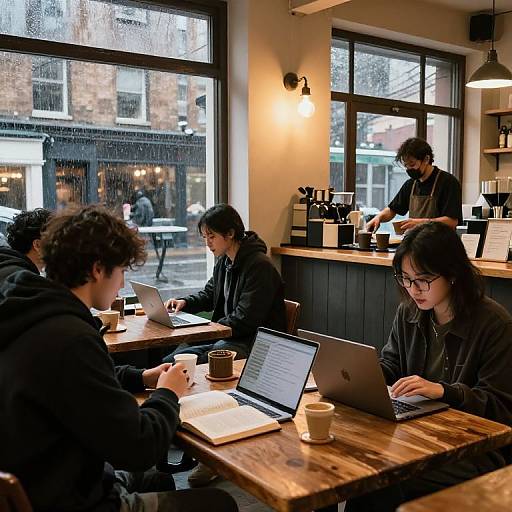Cozy Coffee Shop on Rainy Day