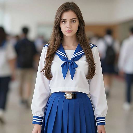 Realistic Woman in Sailor School Uniform