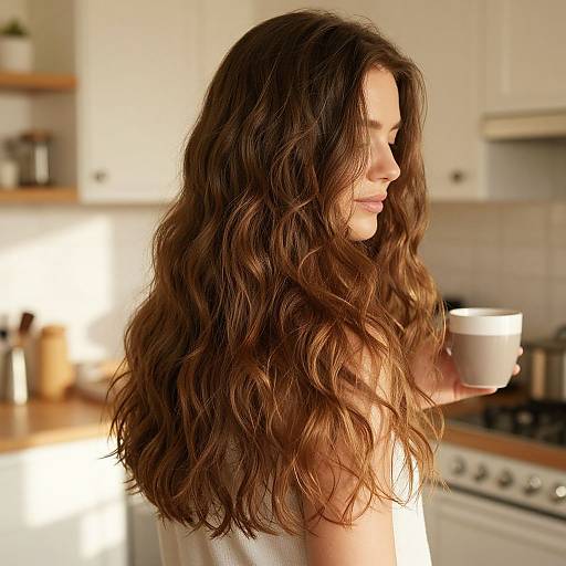 Romantic Woman with Sunlit Layered Waves