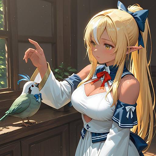 Illustration of Elfriend (shiranui flare), hololive in the style of Mukakin