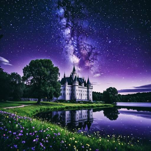 Fantasy Nightscape with Castle Reflection