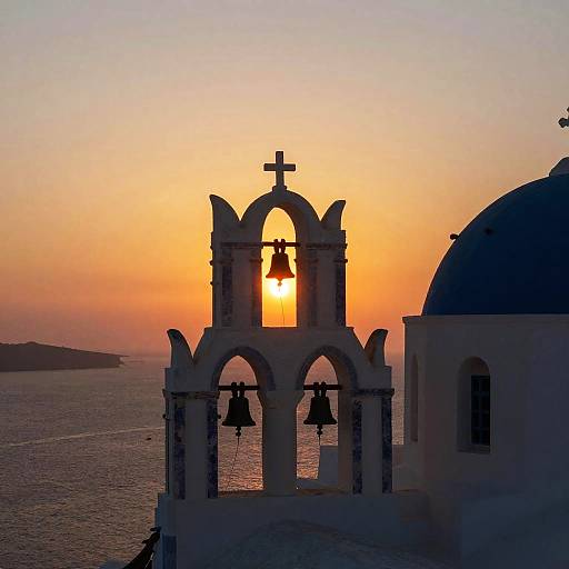 Sunset Over Mediterranean Church Silhouette