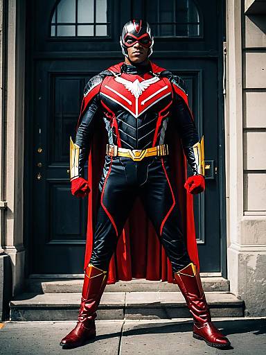 Falcon Superhero in Black-Red Costume