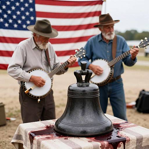 Elderly Men Playing Banjos by Bell