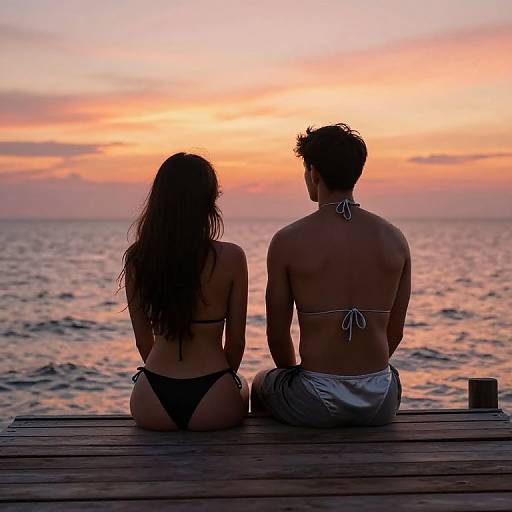 Cozy Seaside Sunset Bikini Couple