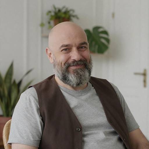 Relaxed Middle-Aged Man in Wicker Chair