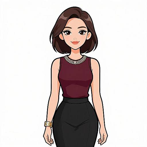 Elegant Smiling Woman in Chic Outfit