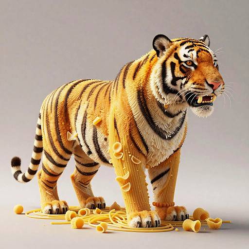 Spaghetti Tiger Photoreal Pasta Sculpture