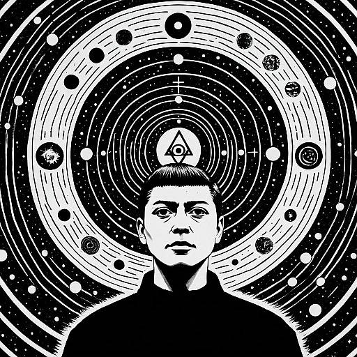 Monochrome Cosmic Horror Illustration