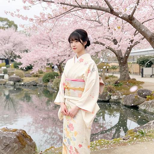 Abigail in Serene Cherry Blossom Garden