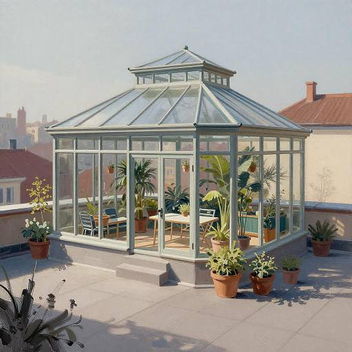 Sunlit Rooftop Conservatory Gouache Study