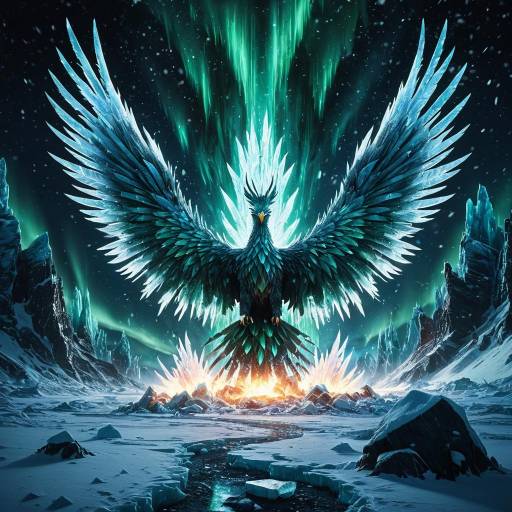 Ice Phoenix in Frozen Arctic Wasteland