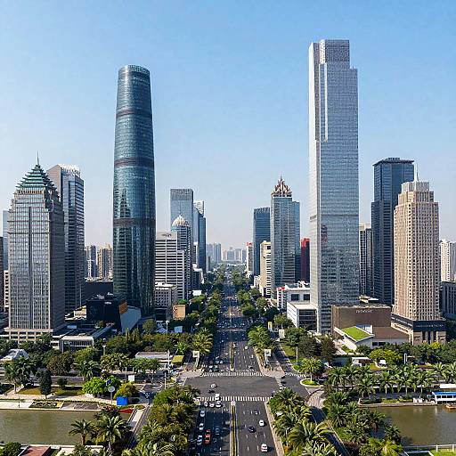 Aerial View of Symmetrical Modern Megacity