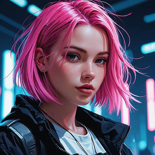 Cyberpunk Portrait with Pink Aesthetics