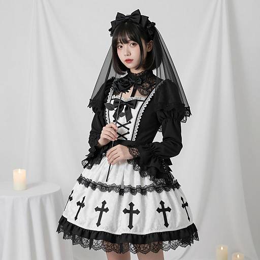Gothic Lolita Elegance in White Setting