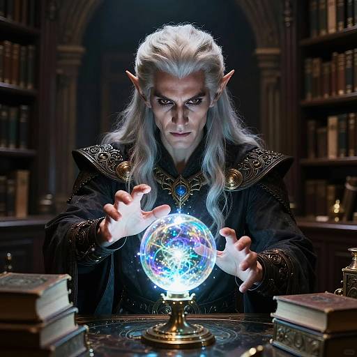 Male Drow Wizard Casting Orb