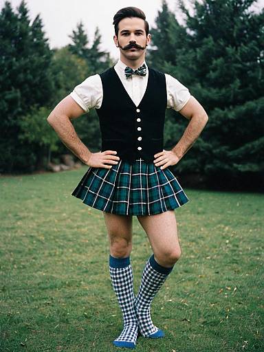 Plaid Dance Costume Male Solo Portrait