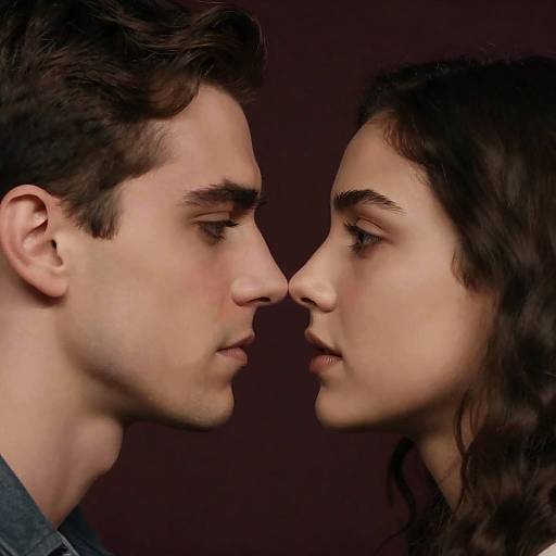 Intense Close-Up of Couple in Profile