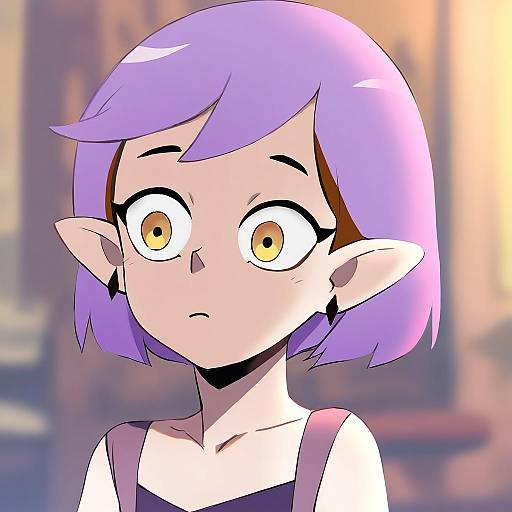 Illustration of Amity blight, the owl house in the style of Kawata hisashi