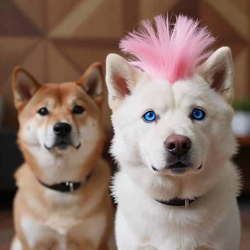 Anthropomorphic Dogs with Geometric Background