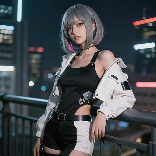 Cyberpunk Style Woman at Night