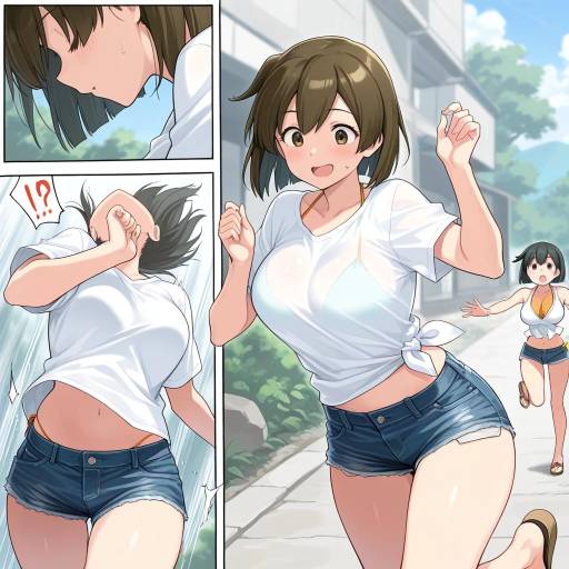 Surprised Girls in Stylish Swimsuits