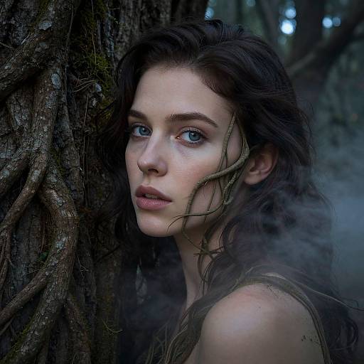 Mystical Double Exposure Woman Portrait