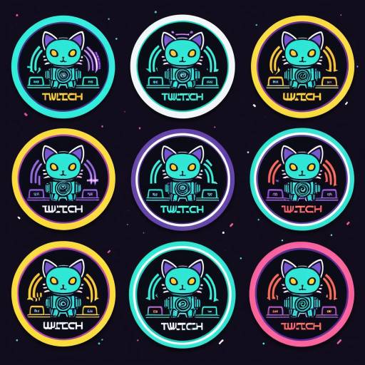 Neon Robot Cat Twitch Subscription Badges