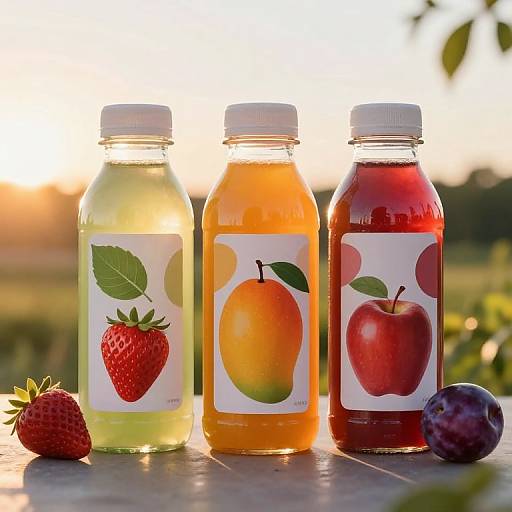 Vibrant Minimalist Fruit Juice Bottles