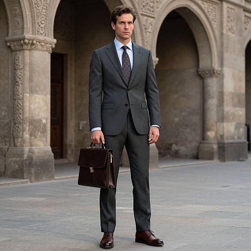 Confident Man in Historic Stone Archways