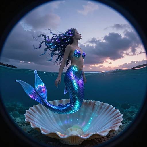 Otherworldly Mermaid Rising Through Luminescence