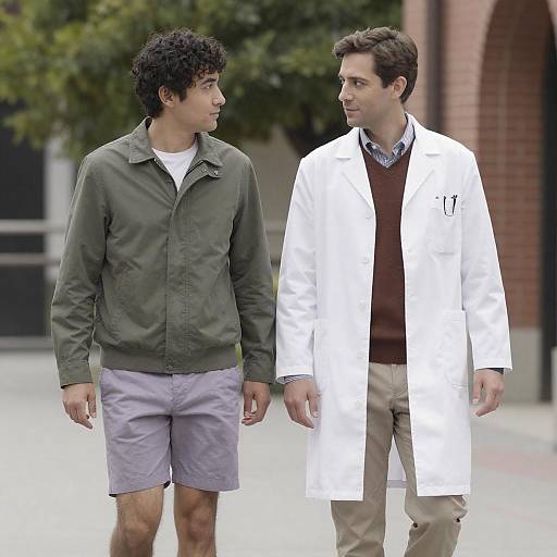 Two Men Walking in a Park Setting