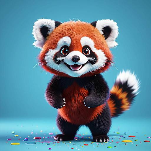 Cute 3D Render of Happy Baby Red Panda