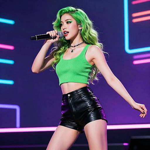 80s Neon Female Singer in Synthwave