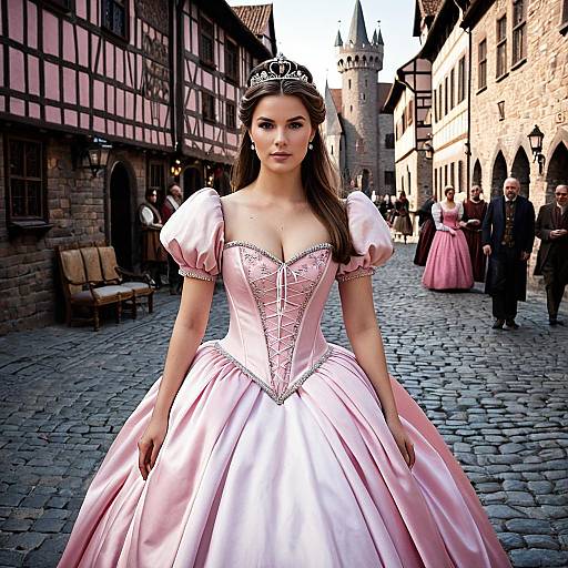 Cinderella-Inspired Pink Dress Fantasy Scene
