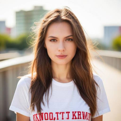 Young Woman in White T-shirt Outdoors
