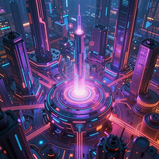 Futuristic Cyberpunk Digital Landscape