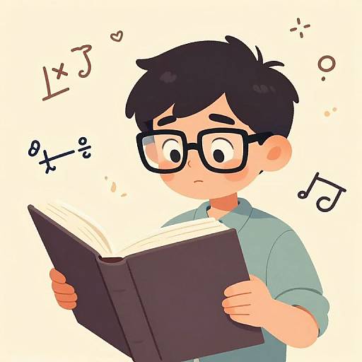 Nerdy Teen Reading with Math Doodles