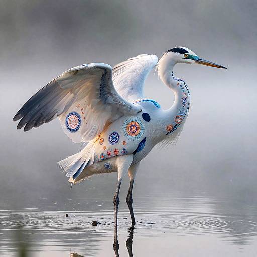 Enchanted Heron in Misty Dawn