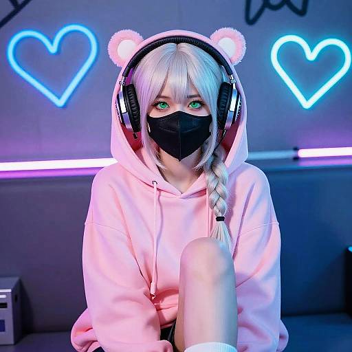 Neon Heart Cyberpunk Girl Portrait