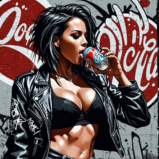 Edgy Female Character with Soda Can