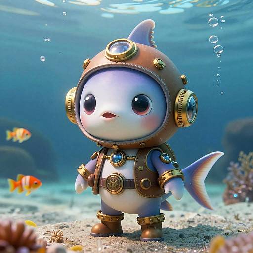 Steampunk Swordfish Pilot Illustration