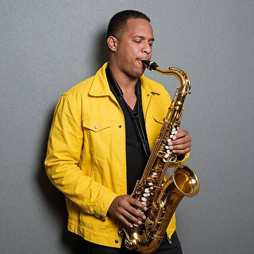 Man in Yellow Jazz Jacket with Sax