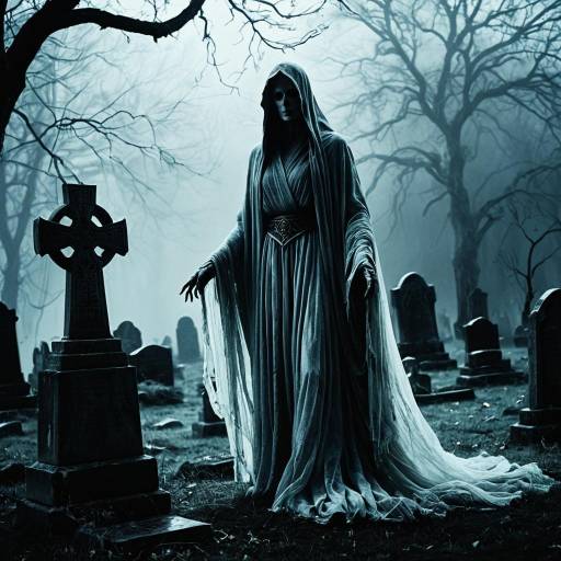 Ghostly Figure in Graveyard