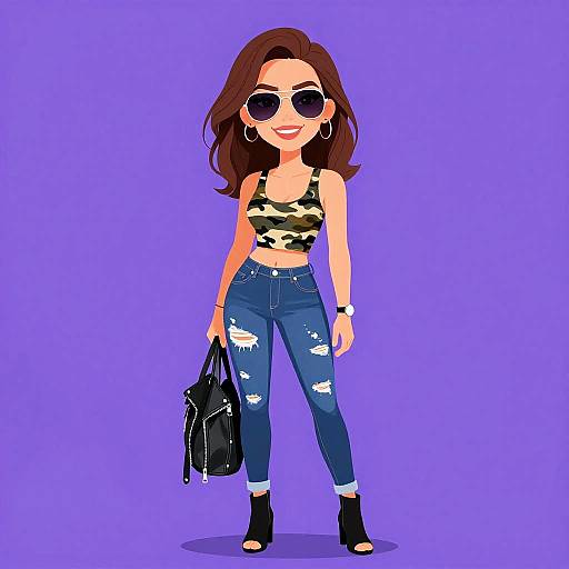 Stylish Woman in Camouflage Top