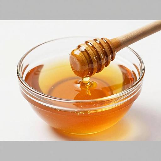 Glass Bowl with Dripping Honey Dipper